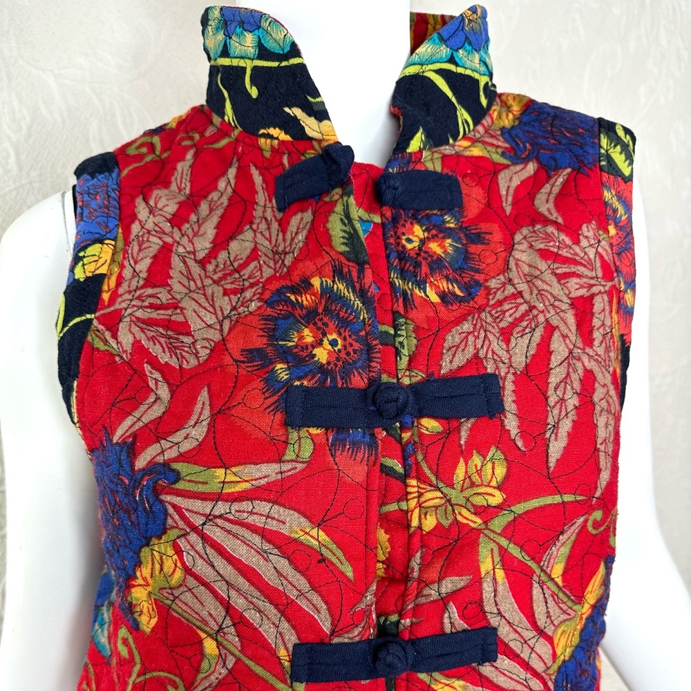 Ke Ke Quilted Linen Long Colorful Vest - Picture 7 of 16